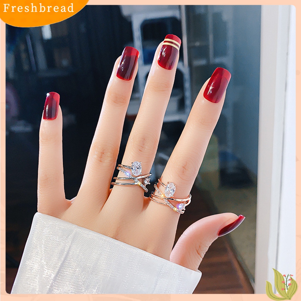 &lt; Freshbread &gt; Perhiasan Wanita Pembukaan Dapat Disesuaikan Dekorasi Logam Cincin Berlian Imitasi Multi-layer Untuk Belanja