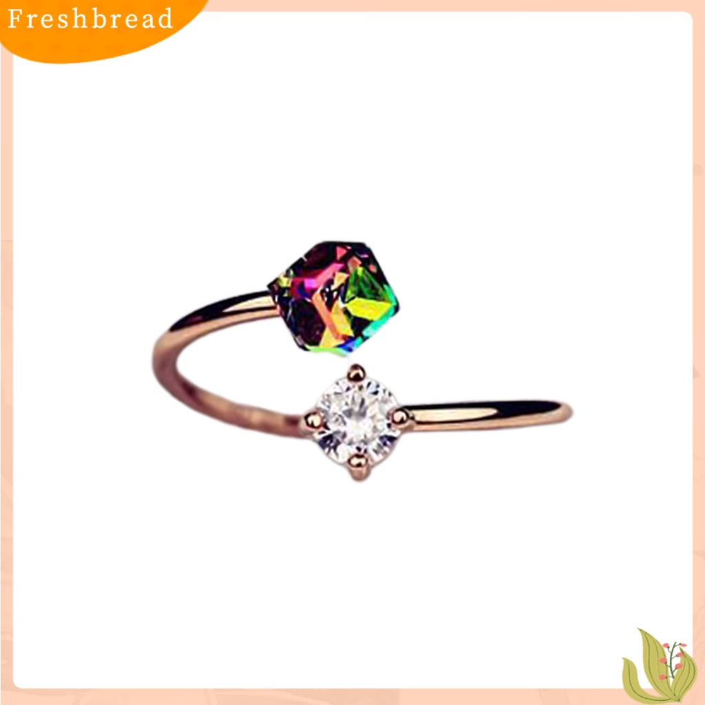 < Freshbread > Cincin Terbuka Dapat Disesuaikan Wanita Perhiasan Cubic Zirconia Warna-Warni Untuk Pertunangan