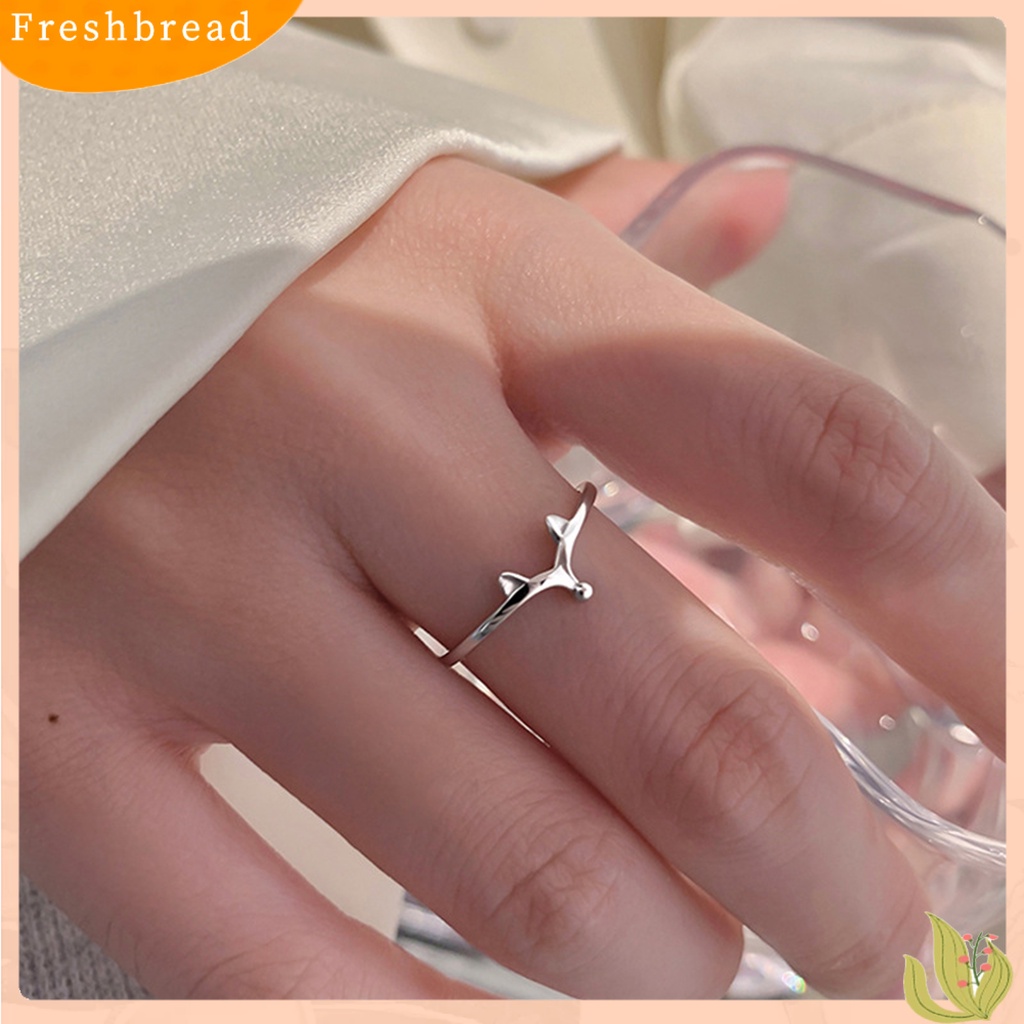 &lt; Freshbread &gt; Cincin Terbuka Geometris Electroplating Emas Putih Plating Hypoallergenic Desain Rubah Kecil Berdandan Perhiasan Wanita Cincin Jari Hewan Lucu Untuk Pesta