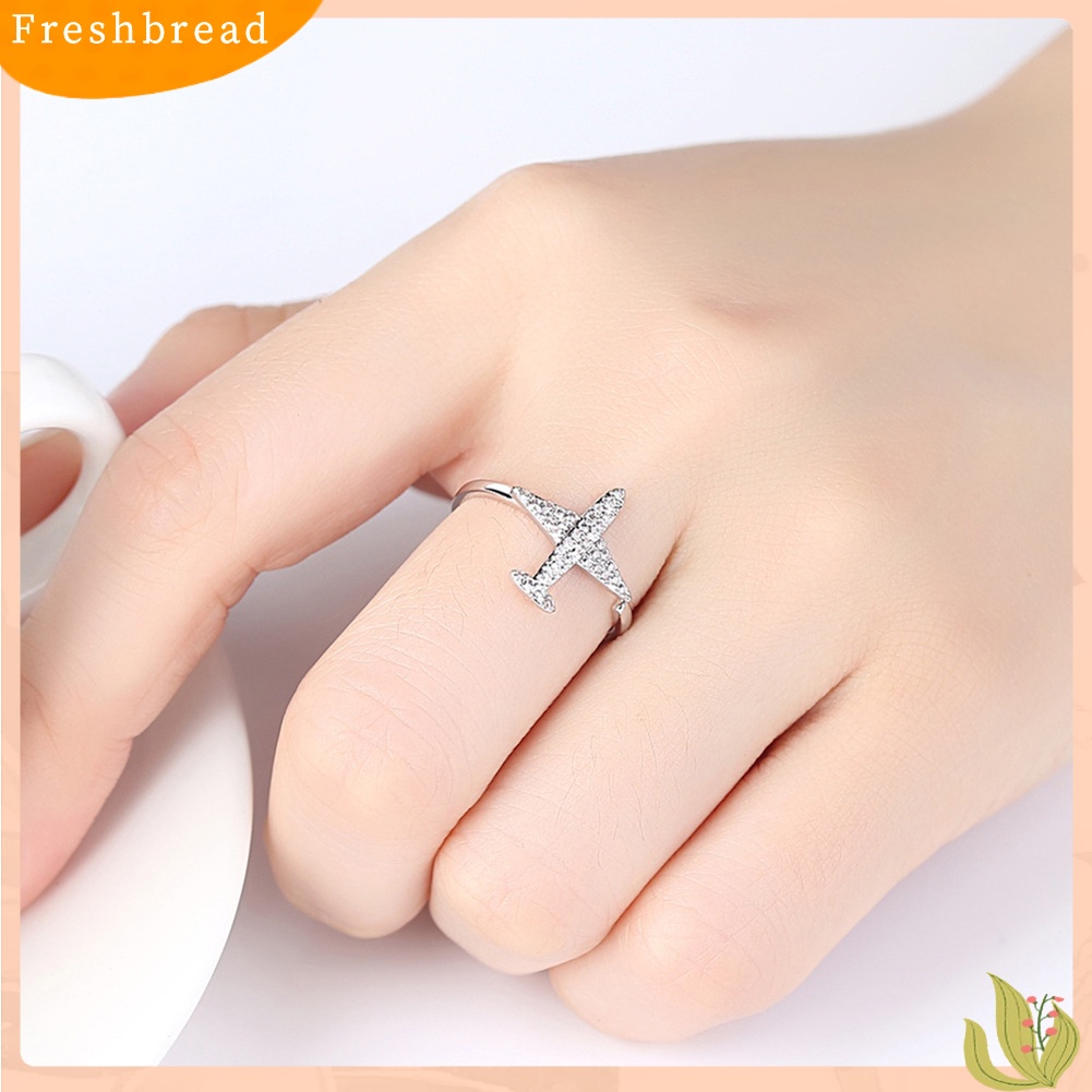 &lt; Freshbread &gt; Wanita Keren Berlian Imitasi Pesawat Manset Cincin Pernikahan Janji Pertunangan Pesta Jewely