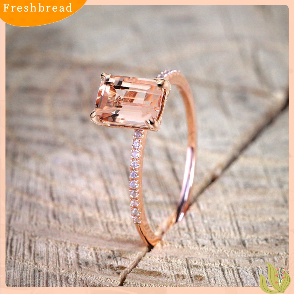 &lt; Freshbread &gt; 2 Pcs Indah Rose Gold Cincin Anniversary Wanita Perhiasan Hadiah Pesta Ulang Tahun