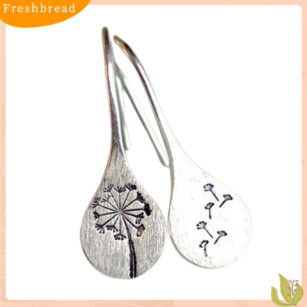 &lt; Freshbread &gt; Retro Dandelion Bunga Terukir Anting Sederhana Telinga Studs Kait Perhiasan Hadiah