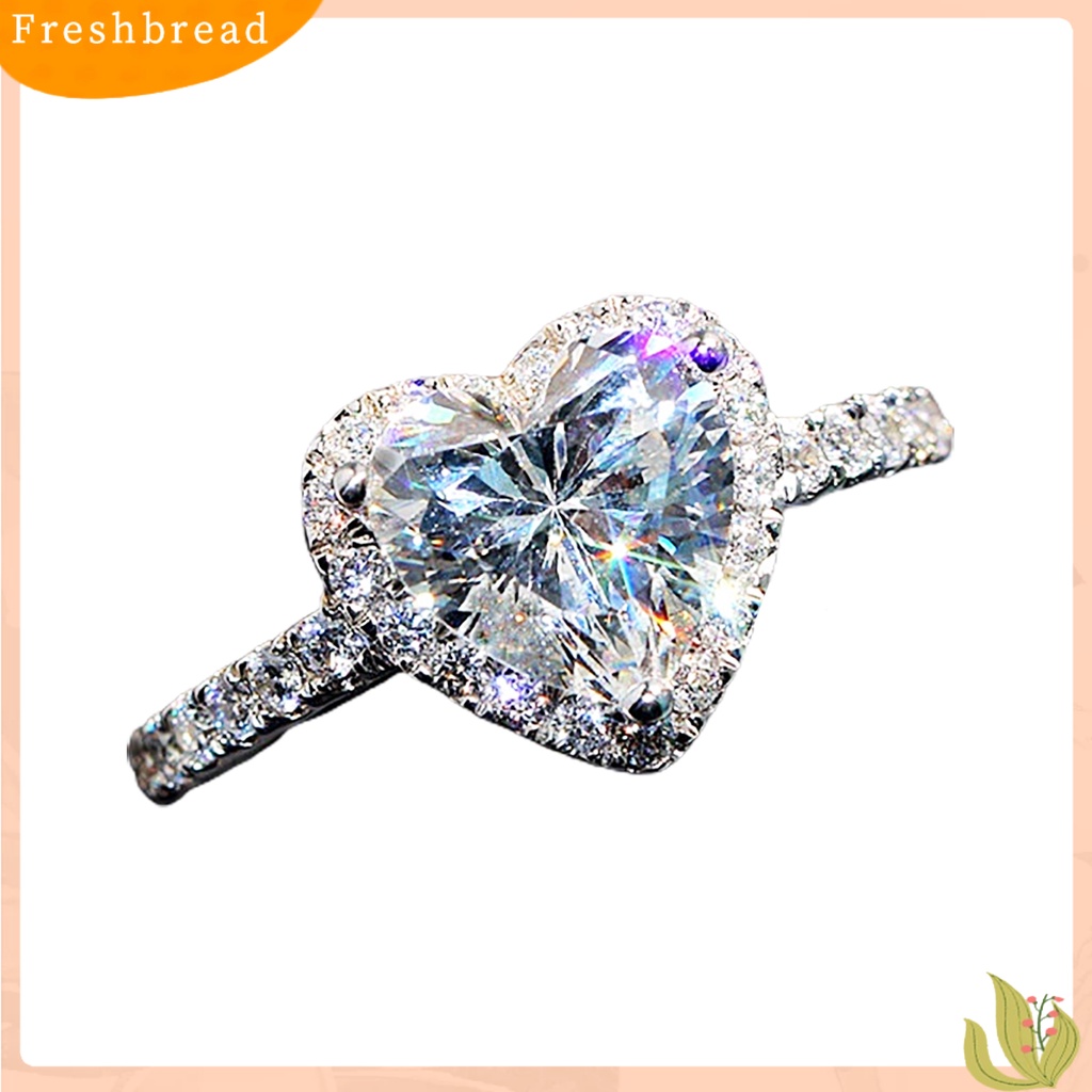 &lt; Freshbread &gt; Cincin Kawin Bentuk Hati Berlian Imitasi Mengkilap Kreatif Lady Circlet Untuk Hadiah