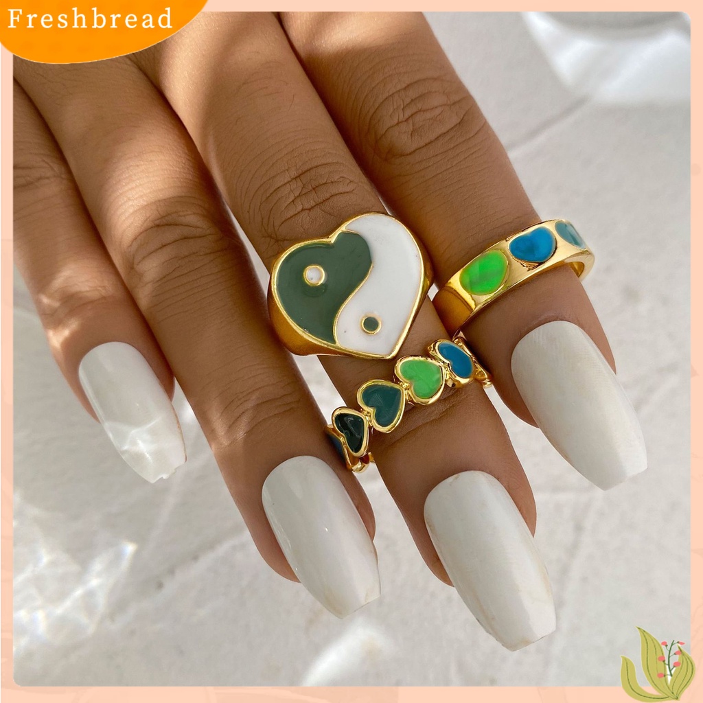 &lt; Freshbread &gt; 1set Cincin Buku Jari Hati Dapat Ditumpuk Wanita Indah Semua Pertandingan Cincin Jari Untuk Pesta