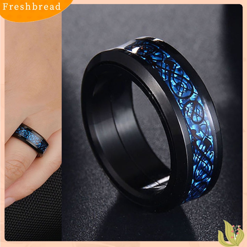 &lt; Freshbread &gt; Naga Berputar Lapisan Ganda Cincin Stainless Steel Pria Punk Jari Perhiasan Hadiah