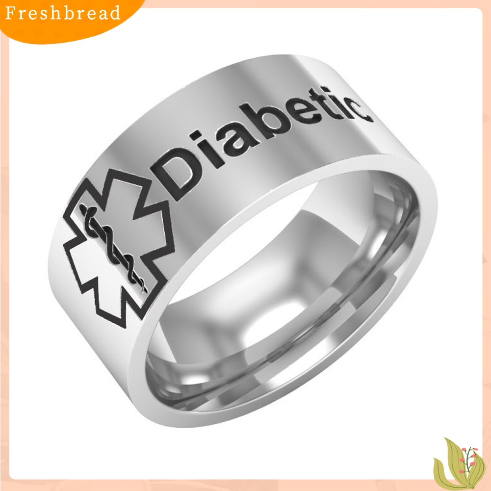 &lt; Freshbread &gt; Kondisi Medis Siaga Diabetes Titanium Unisex Band Jari Cincin Perhiasan Hadiah