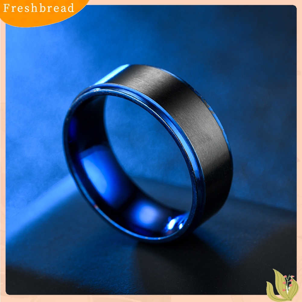 &lt; Freshbread &gt; Fashion Pria Dual Color Stainless Steel Band Cincin Jari Perhiasan Hadiah Ulang Tahun