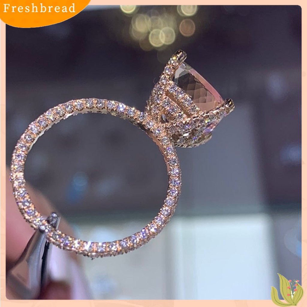 &lt; Freshbread &gt; Wanita Cincin Persegi Besar Cubic Zirconia Perhiasan Fashion Penampilan Indah Jari Cincin Untuk Pernikahan