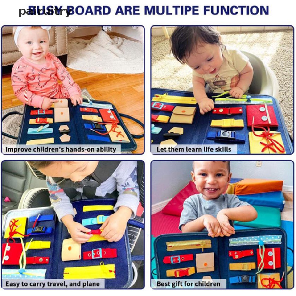 Prt Mainan Montessori Anak Busy Board Gesper Training Edukasi Sensory Board PRT