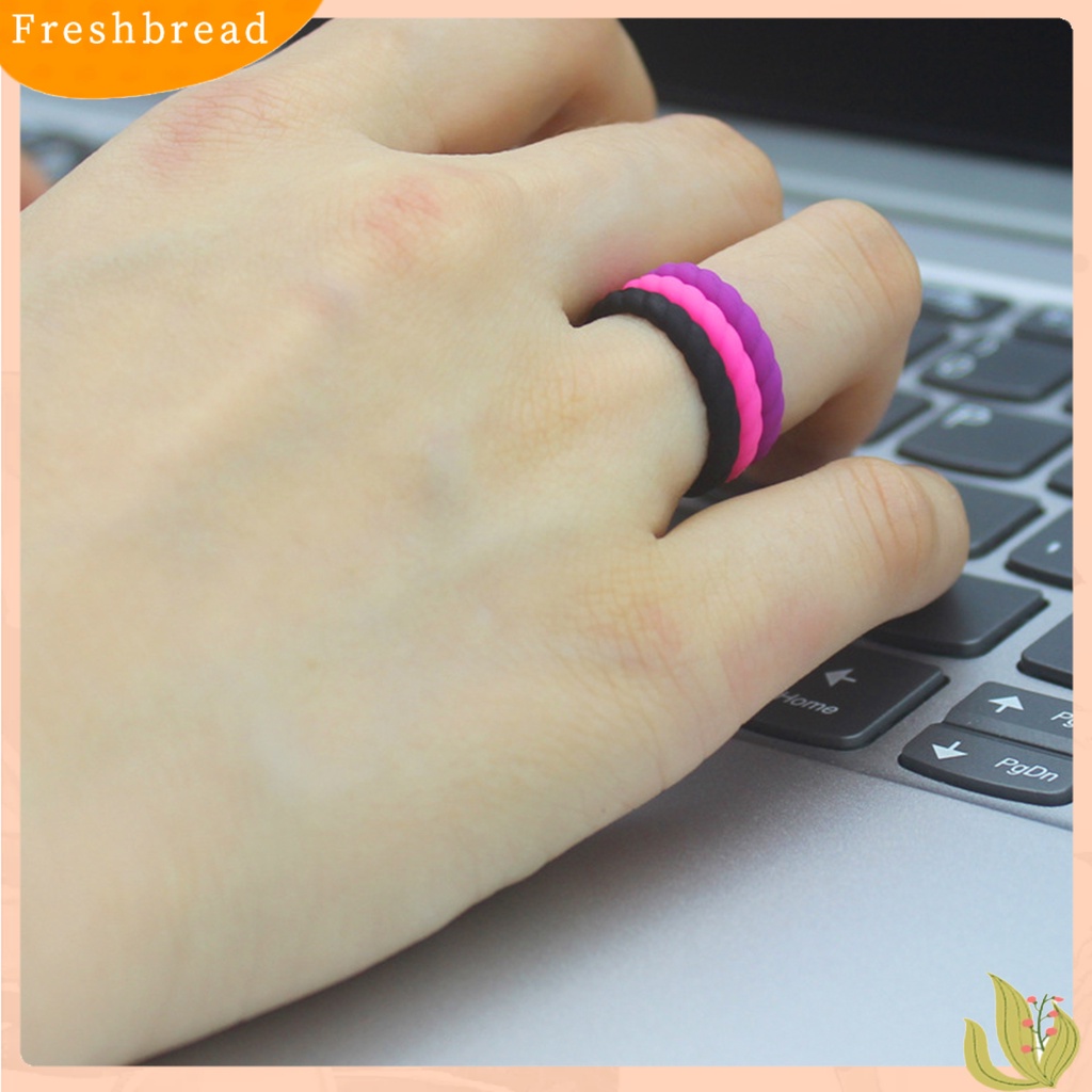 &lt; Freshbread &gt; 2Pcs Braided Twist Pattern Silikon Wanita Cincin Pernikahan Band Pesta Aksesori Hadiah