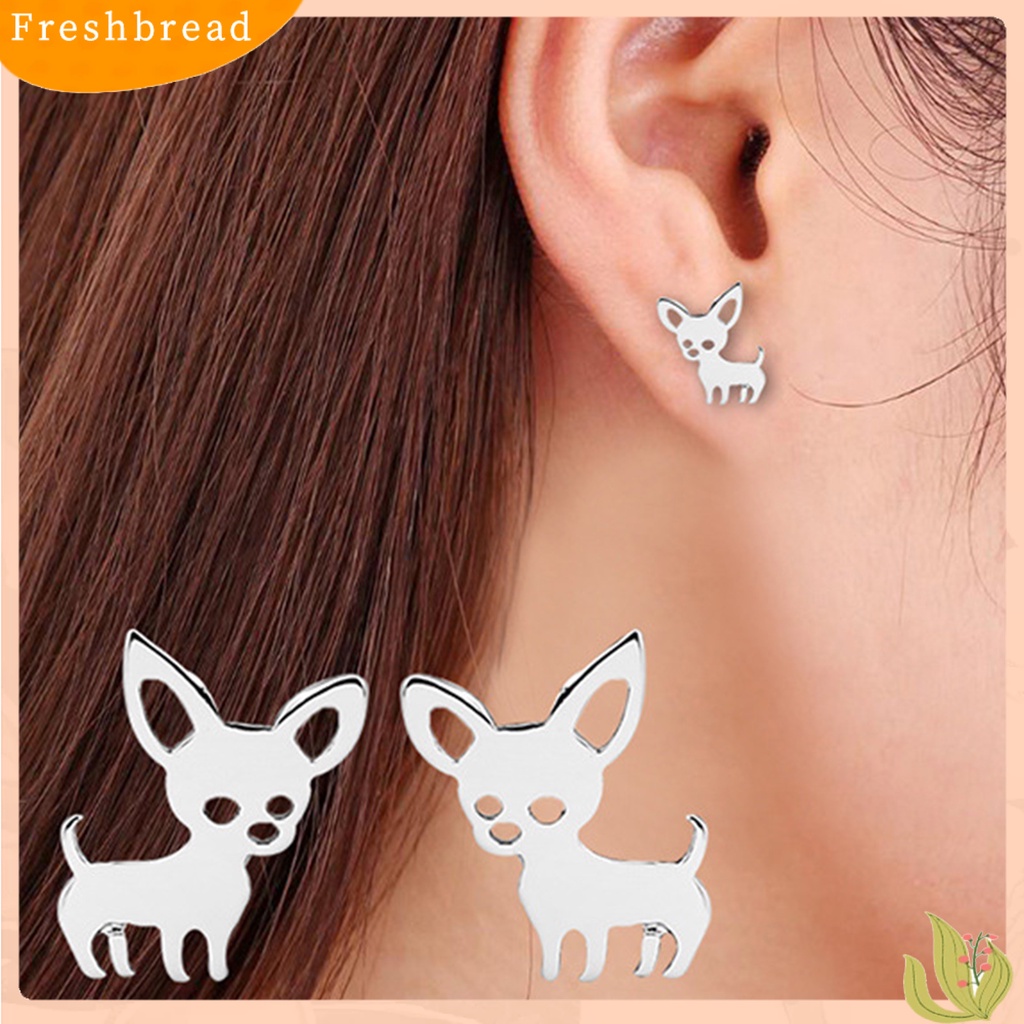 &lt; Freshbread &gt; 1pasang Anting Tusuk Kreatif Hollow-out Stainless Steel Gaya Korea Anting Wanita Lucu Untuk Kehidupan Sehari-Hari