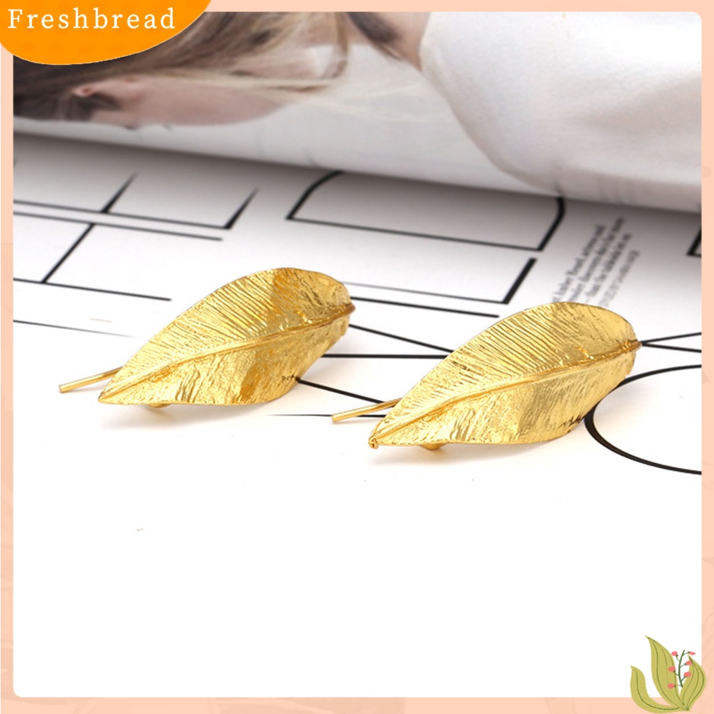 &lt; Freshbread &gt; 1pasang Tindik Warna Cerah Hidup Kait Anting Retro Logam Daun Drop Earrings Perhiasan Hadiah