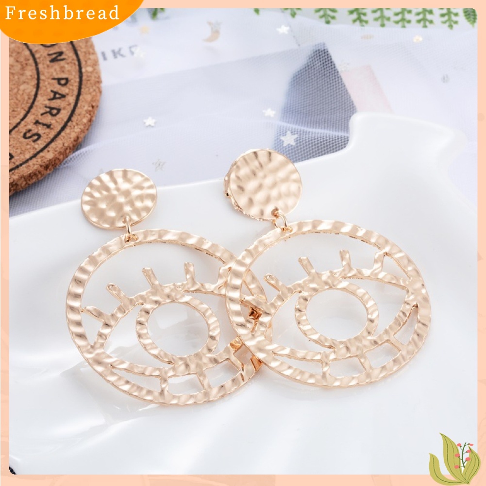 &lt; Freshbread &gt; Wanita Melubangi Desain Bulat Tetesan Telinga Bentuk Mata Ear Stud Earrings