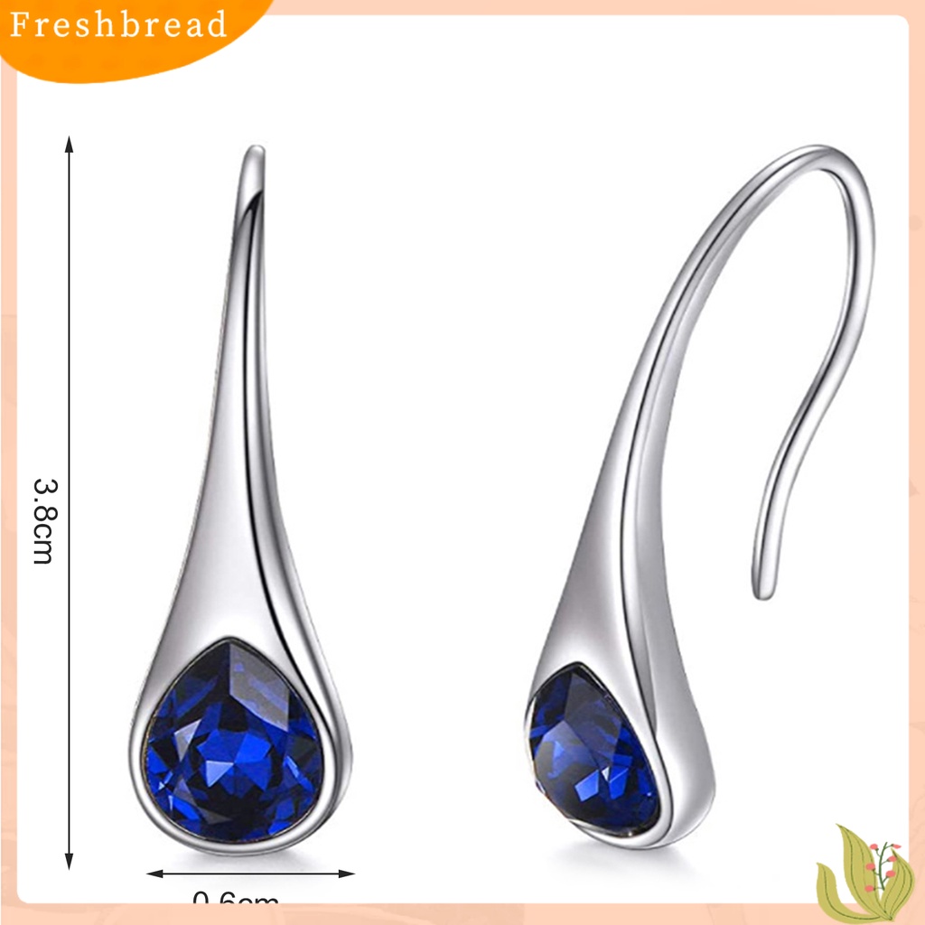 &lt; Freshbread &gt; 1pasang Hias Tindik Menjuntai Anting Pesona Hadiah Bentuk Tetesan Air Berlian Imitasi Lady Hook Earrings Perhiasan Pesta