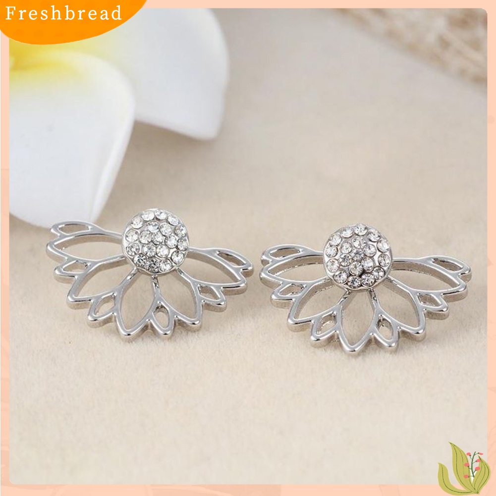 &lt; Freshbread &gt; Wanita Fashion Berlian Imitasi Mengkilap Berongga Keluar Telinga Jaket Stud Earrings Perhiasan Hadiah