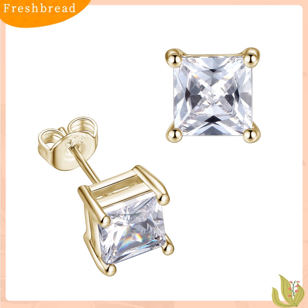 &lt; Freshbread &gt; Fashion Wanita Persegi Cubic Zirconia Hias Telinga Stud Anting Pesta Perhiasan Hadiah