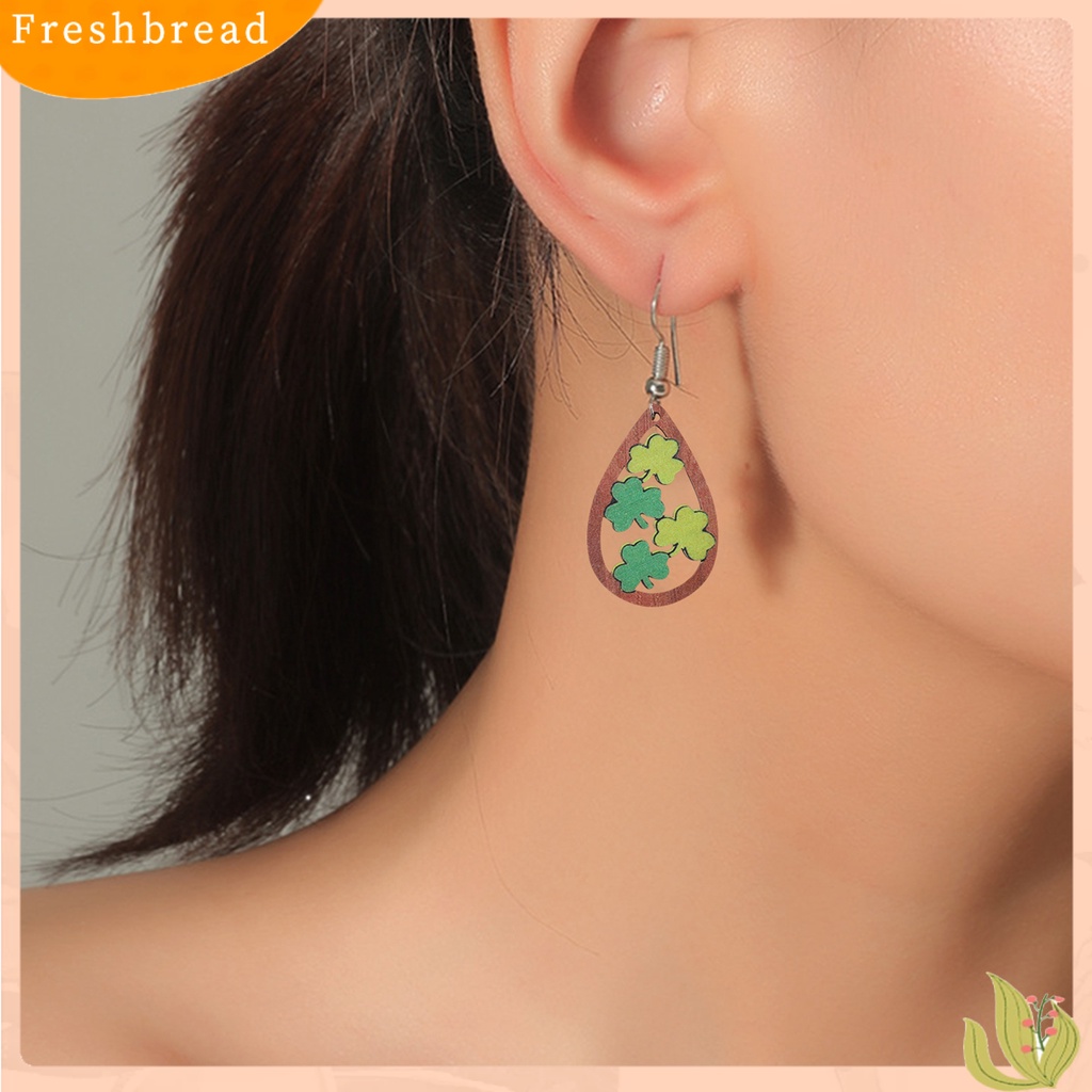 &lt; Freshbread &gt; 1pasang Drop Anting Tindik Bentuk Geometris Liontin Pengerjaan Halus Indah Telinga Dekorasi Perhiasan Fashion St Anting Patricks Day Clovers Green Rainbow