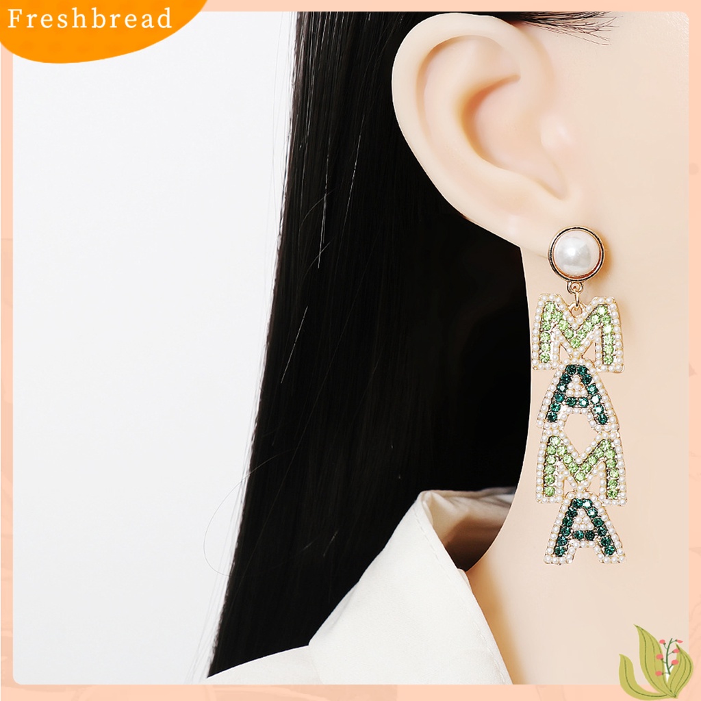 &lt; Freshbread &gt; 1pasang Anting Menjuntai Huruf Berlian Imitasi Berlebihan Anting Drop Panjang Elegan Untuk Pernikahan