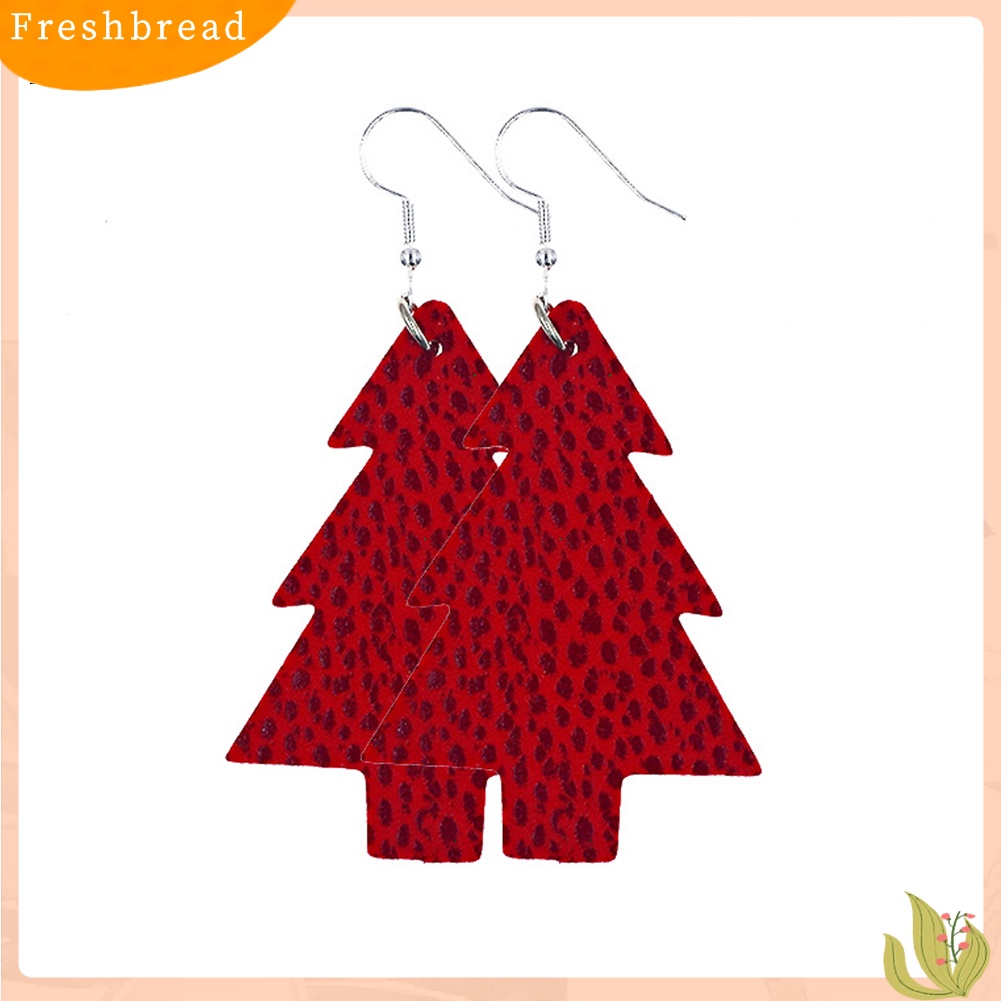 &lt; Freshbread &gt; 2pasang Wanita Modis Pohon Natal Eardrop Kait Anting Perhiasan Aksesori