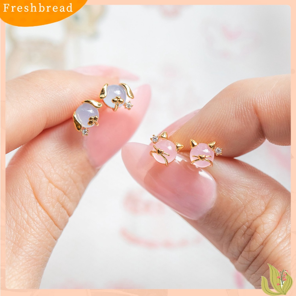 &lt; Freshbread &gt; 1pasang Wanita Ear Studs Hewan Kecil Cubic Zirconia Perhiasan Gajah Kelinci Koala Lion Piggy Stud Earrings Untuk Pesta