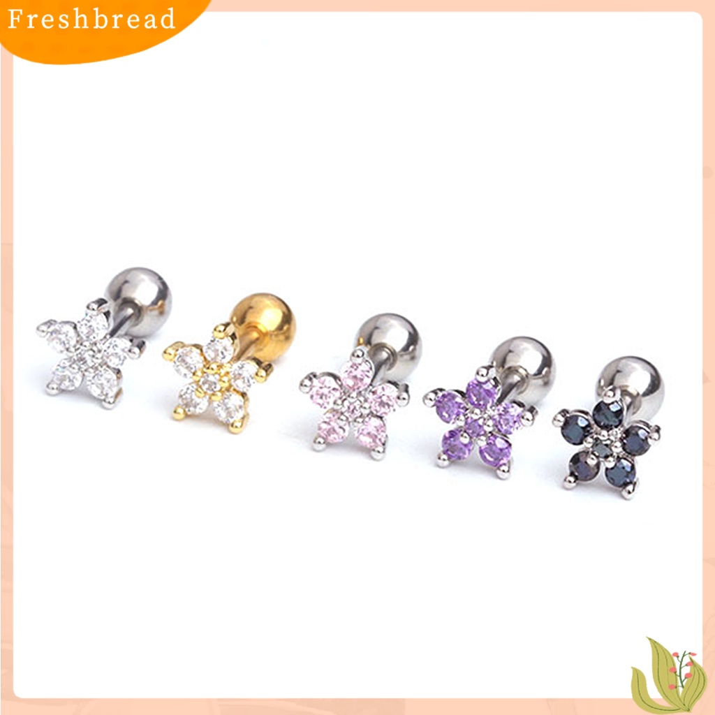 &lt; Freshbread &gt; 1Pc Perhiasan Tusuk Bentuk Bunga Ear Stud Gaya Korea Anting Tusuk Berkilau Untuk Pesta