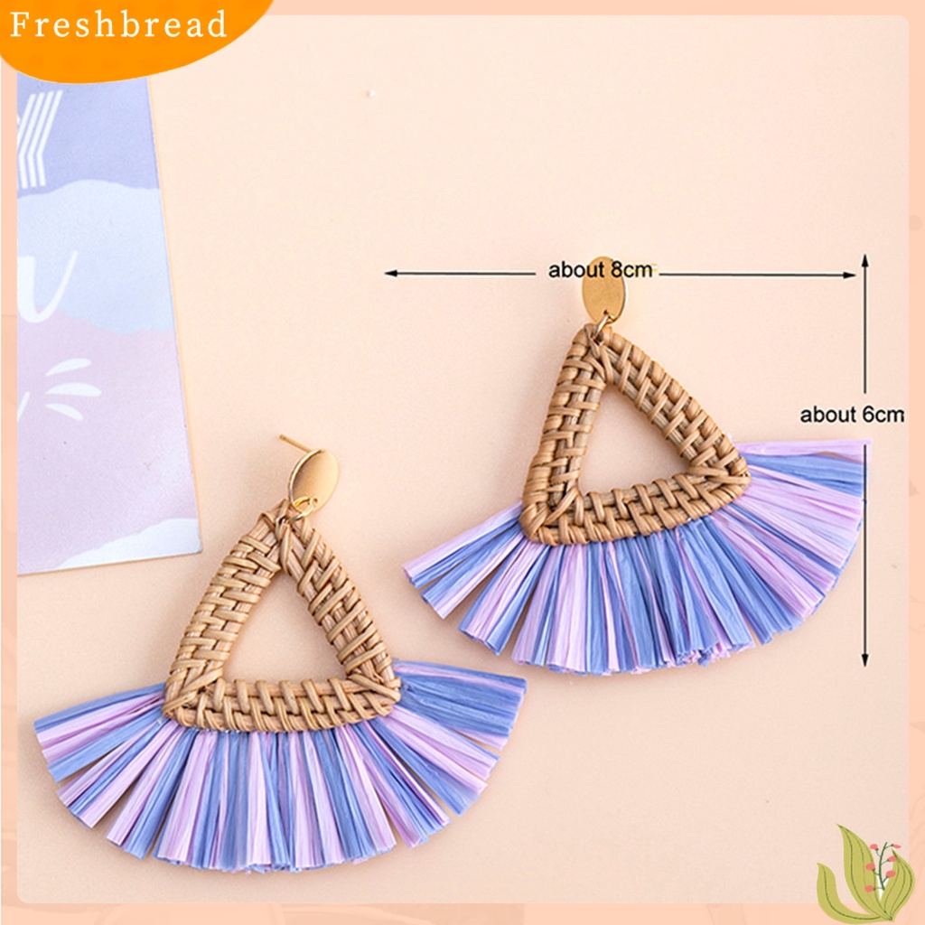 &lt; Freshbread &gt; 1pasang Drop Earrings Braided Berlebihan Gaya Boho Desain Niche Anting Menjuntai Aksesoris Wanita