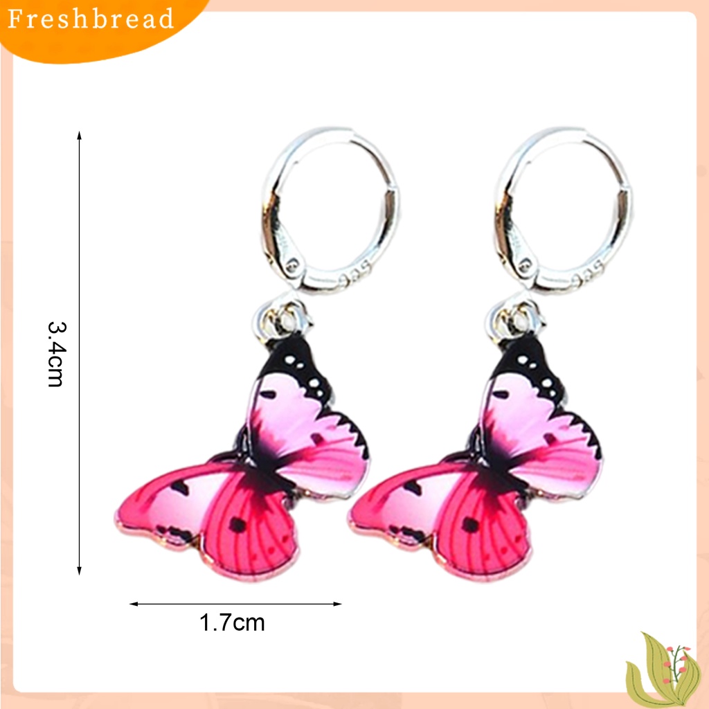 &lt; Freshbread &gt; 1pasang Wanita Menjuntai Anting Bentuk Hewan Indah High-end Kupu-Kupu Liontin Lady Hoop Earrings Perhiasan Perempuan