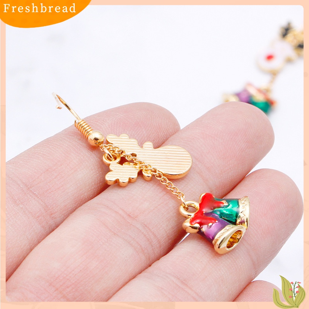 &lt; Freshbread &gt; Wanita Enamel Natal Santa Claus Pohon Rusa Menjuntai Kait Anting Hadiah Xmas