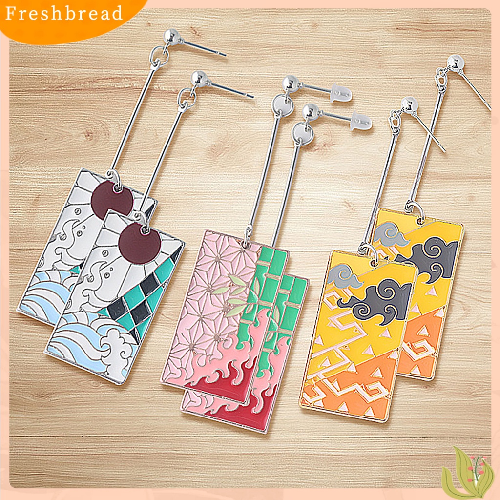 &lt; Freshbread &gt; Demon Slayer Ghost Blade Pendant Anime Ear Stud Earclip Anting Perhiasan Cosplay