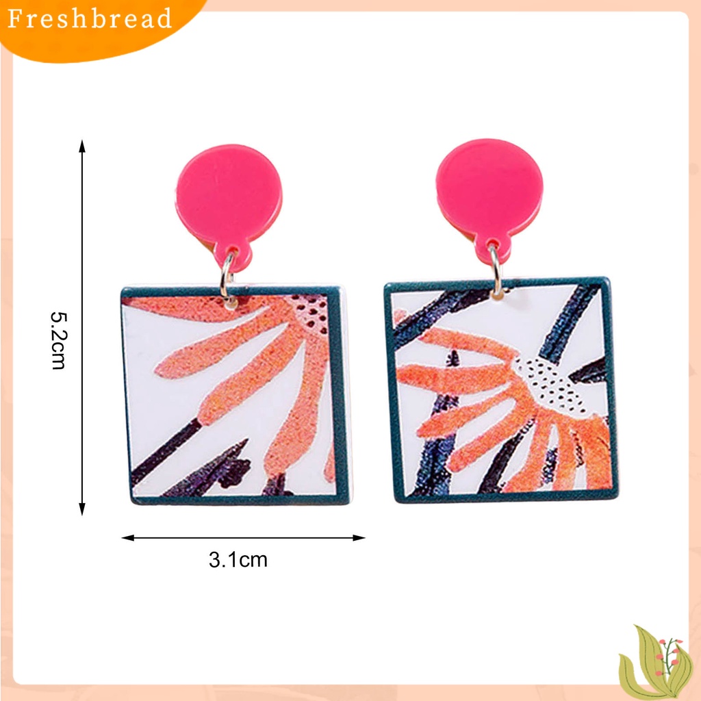 < Freshbread > 1pasang Anting Wanita Bagus Gloss Warna-Warni Fashion Perhiasan Bunga Bintang Kartun Geometris Anting Akrilik Hadiah Ulang Tahun