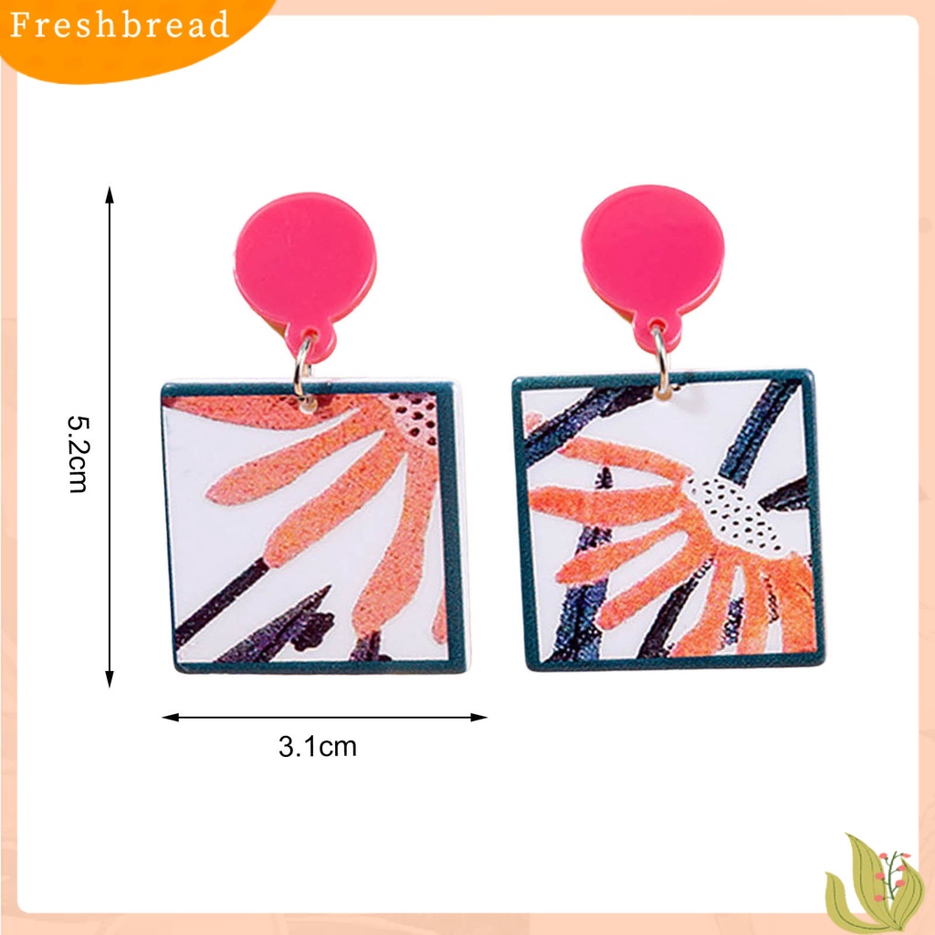 &lt; Freshbread &gt; 1pasang Anting Wanita Bagus Gloss Warna-Warni Fashion Perhiasan Bunga Bintang Kartun Geometris Anting Akrilik Hadiah Ulang Tahun