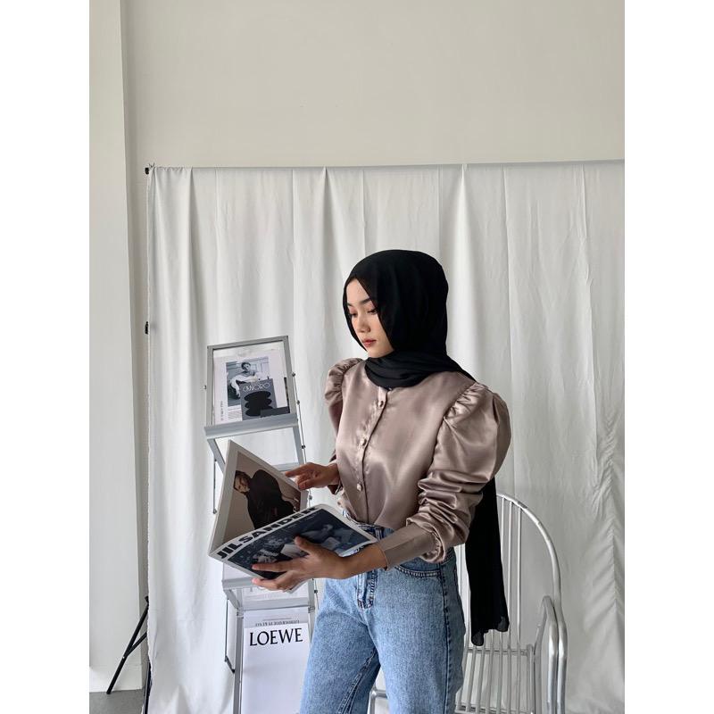 BEFAST - ZFS OOTD BLOUSE RAINIA / BELLPUFF SATEEN SILK PREMIUM BLOUSE / Pakaian Wanita Model Terbaru / Blouse Polos Formal / Outfit Daily Wanita Kerja / Fashion kekinian Remaja ABG Trendy / Blouse Sateen Lengan Panjang / OOTD Wanita Hijab Style Terlaris