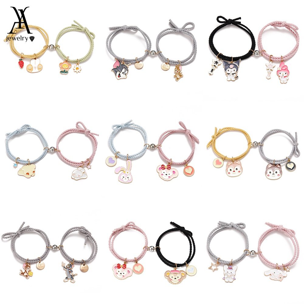 AY(CN) Gelang Magnetik Bentuk Bulat Motif Kartun Hewan Alien Warna-Warni Untuk Pasangan