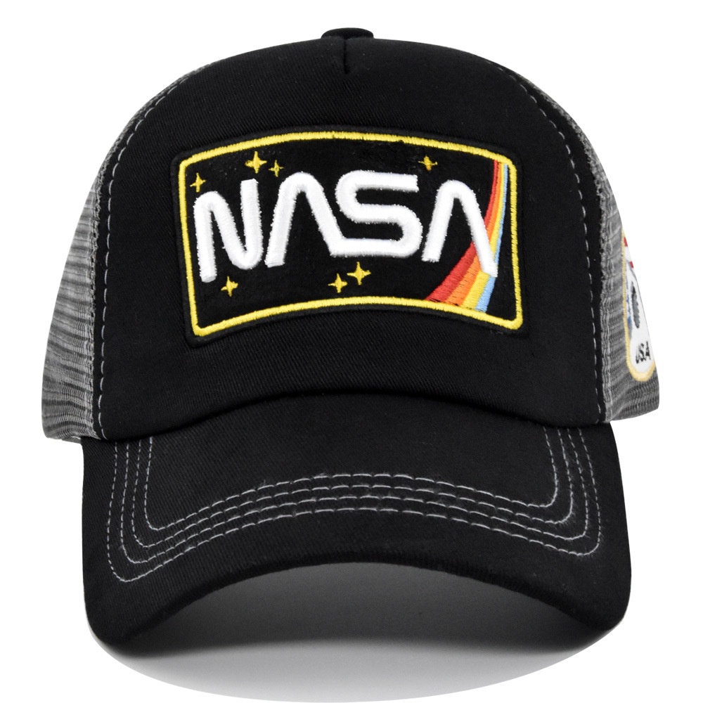 Topi baseball Fashion Untuk Pria Wanita NASA Bordir Kasual Olahraga Luar Ruangan Musim Panas Topi Jaring Kerai Topi trucker