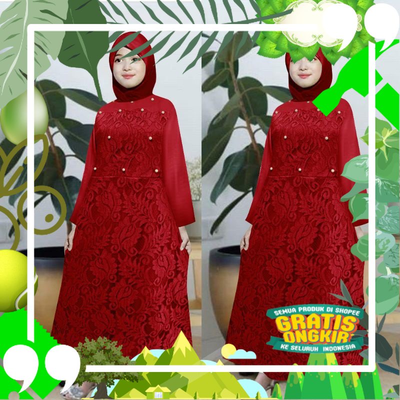 BAJU DRESS GAMIS KID KIDS ANAK WANITA PEREMPUAN MUSLIM BRUKAT BROKAT BUNGA IMPORT PREMIUM PESTA KOND