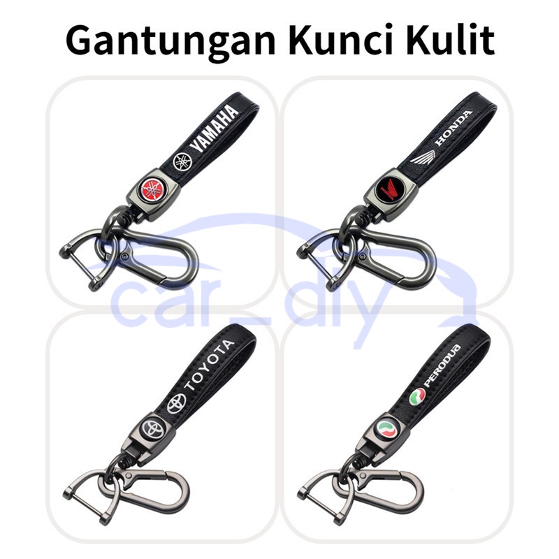 Gantungan Kunci Logam Kulit Logo Mobil Untuk Yamaha Honda Sepeda Motor Toyota Key Chain