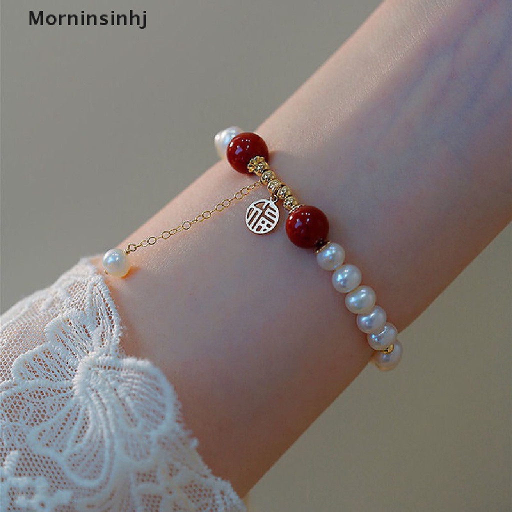 Mornin Fashion Gelang Mutiara Hijau Merah Spesial Lucu Gelang Retro Gaya Cina Wanita Gadis Perhiasan Hadiah id