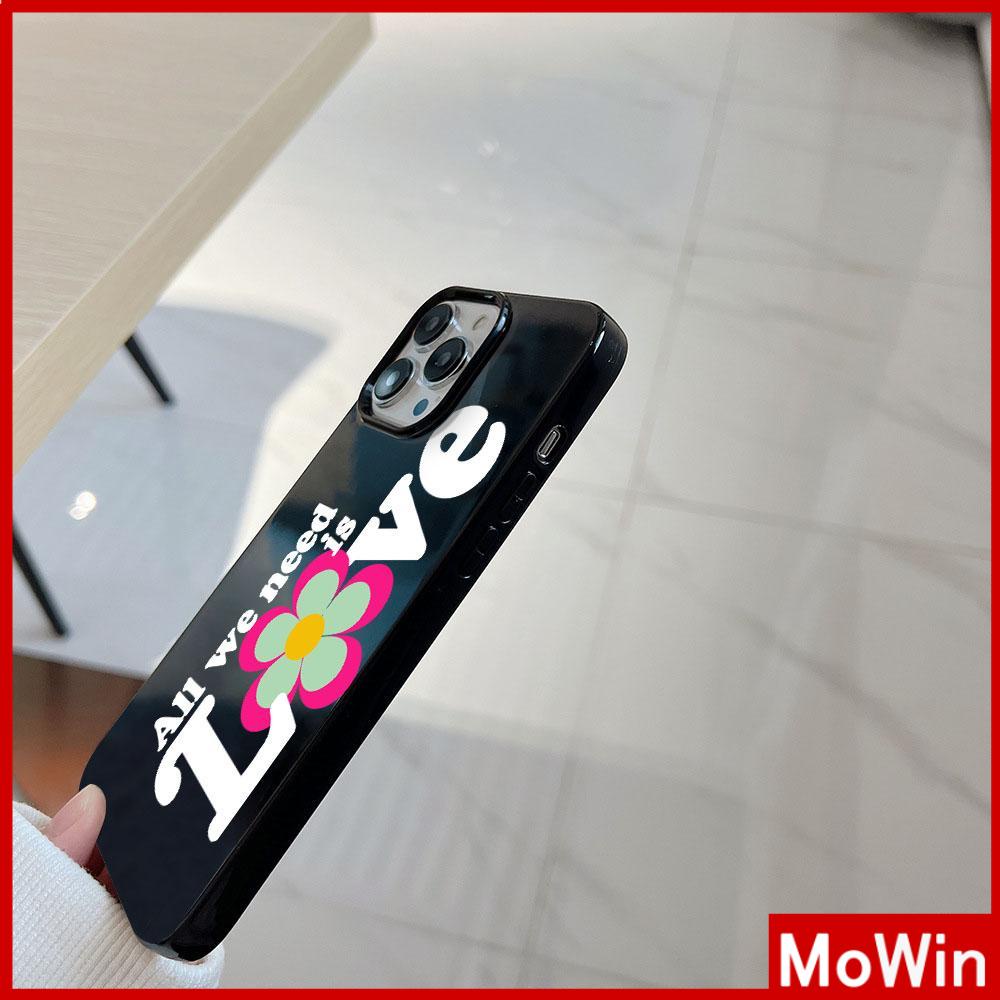 For iPhone 14 Pro Max iPhone Case Black Glossy TPU Soft Case Shockproof Protection Camera love flowers Compatible with iPhone 13 Pro max 12 Pro Max 11 xr xs max 7Plus 8Plus
