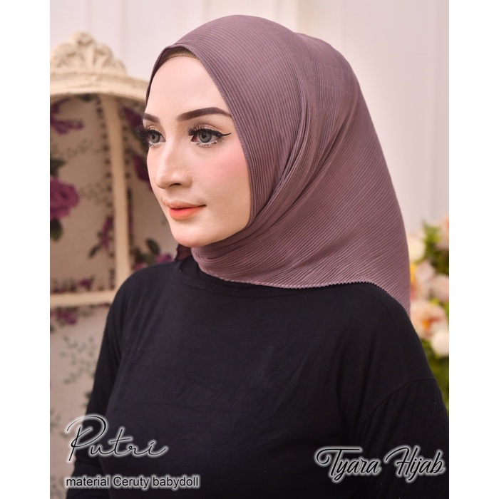 TERLARIS Jilbab Instan Pashmina Oval Plisket Putri Ori Tyara Hijab - PURPLE