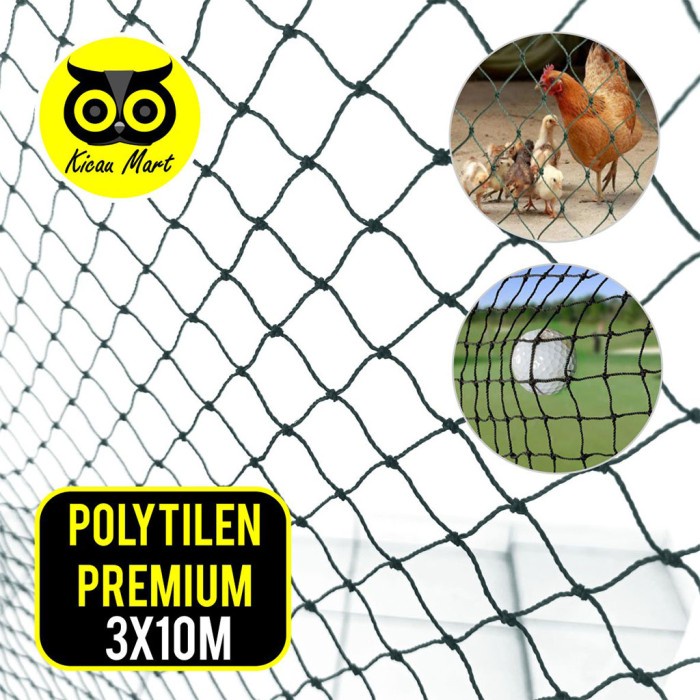 Jaring Nilon Lapangan Golf Ayam Burung Ayam Bebek Unggas Ternak Uk Lubang 2x2 Bahan Polytilen D12 (3x10 M) Jaring Kandang Pembatas Ayam Jaring Perangkap Hama Jaring Pelapis Dinding Jaring Tanaman