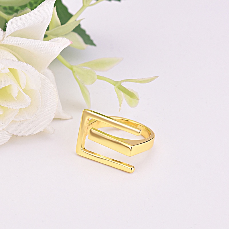 Goldkingdom Fashion Perhiasan Aksesoris Ready Stock Geometris Kecil Berlapis Emas Cincin Wanita Jari Telunjuk Ekor Cincin Perhiasan Pertunangan