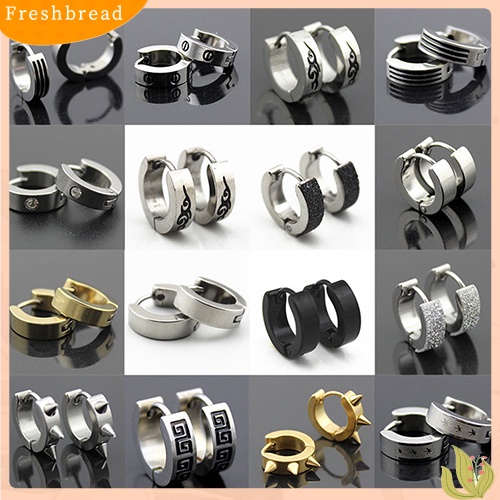 {In Stock} Pria Wanita Fashion Punk Gothic Stainless Steel Hoop Stud Earrings Perhiasan