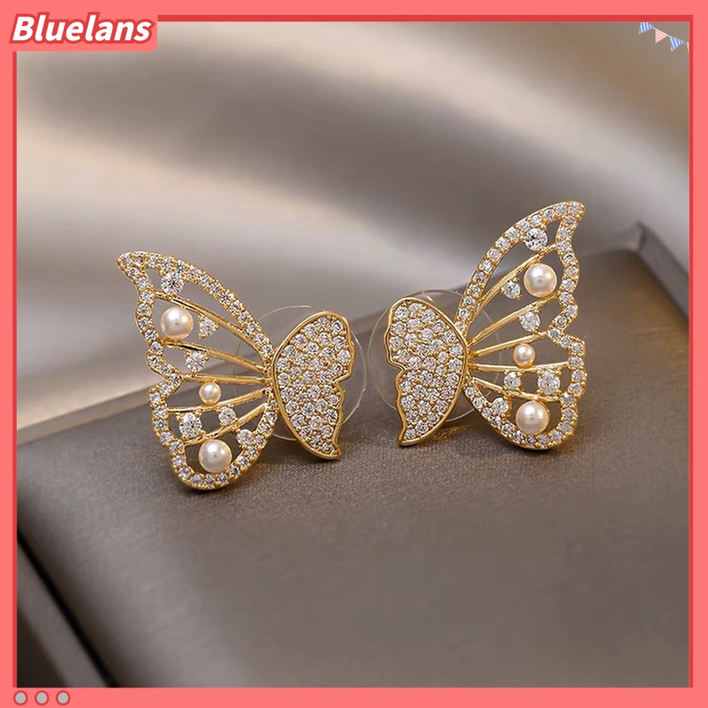 {In Stock} 1pasang Anting Wanita Trendy Pengerjaan Halus Desain Geometri Pesona Kupu-Kupu Telinga Giwang Untuk Pesta