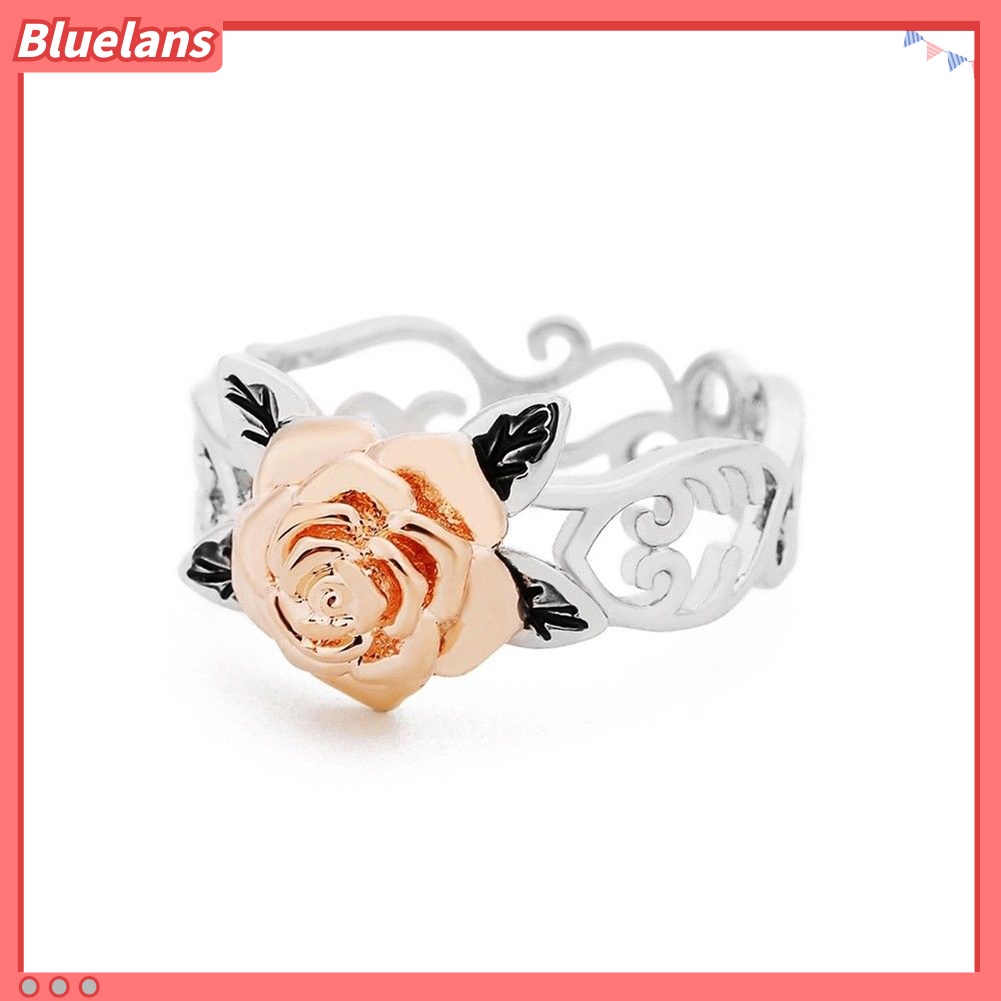 {In Stock} Retro Wanita Bunga Mawar Kerawang Ukir Jari Cincin Pesta Perhiasan Hadiah Ulang Tahun