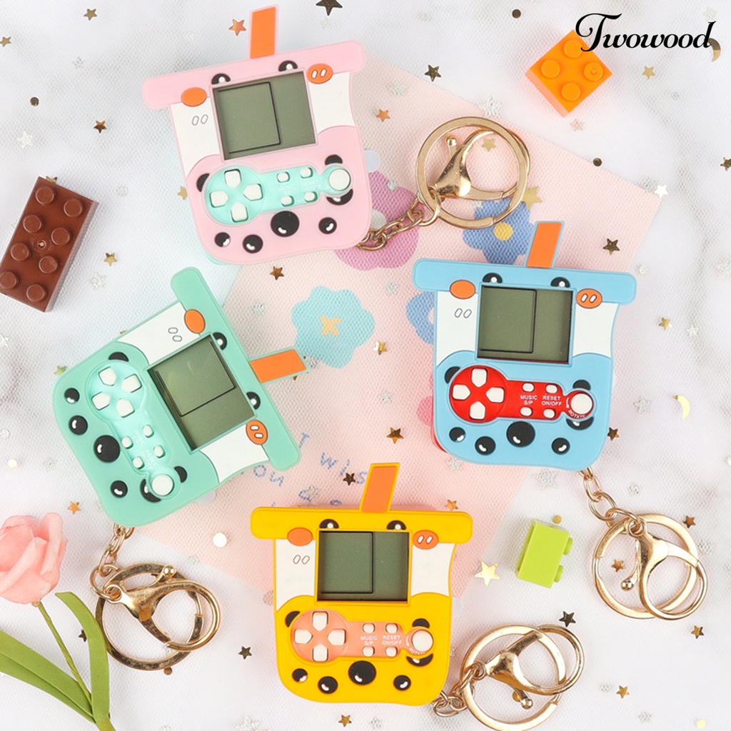 Twowood Konsol Game Mini Kartun Vintage Layar LCD Respon Cepat Menarik Video Game Portable Handheld Game Player Dengan Gantungan Kunci Mainan Anak