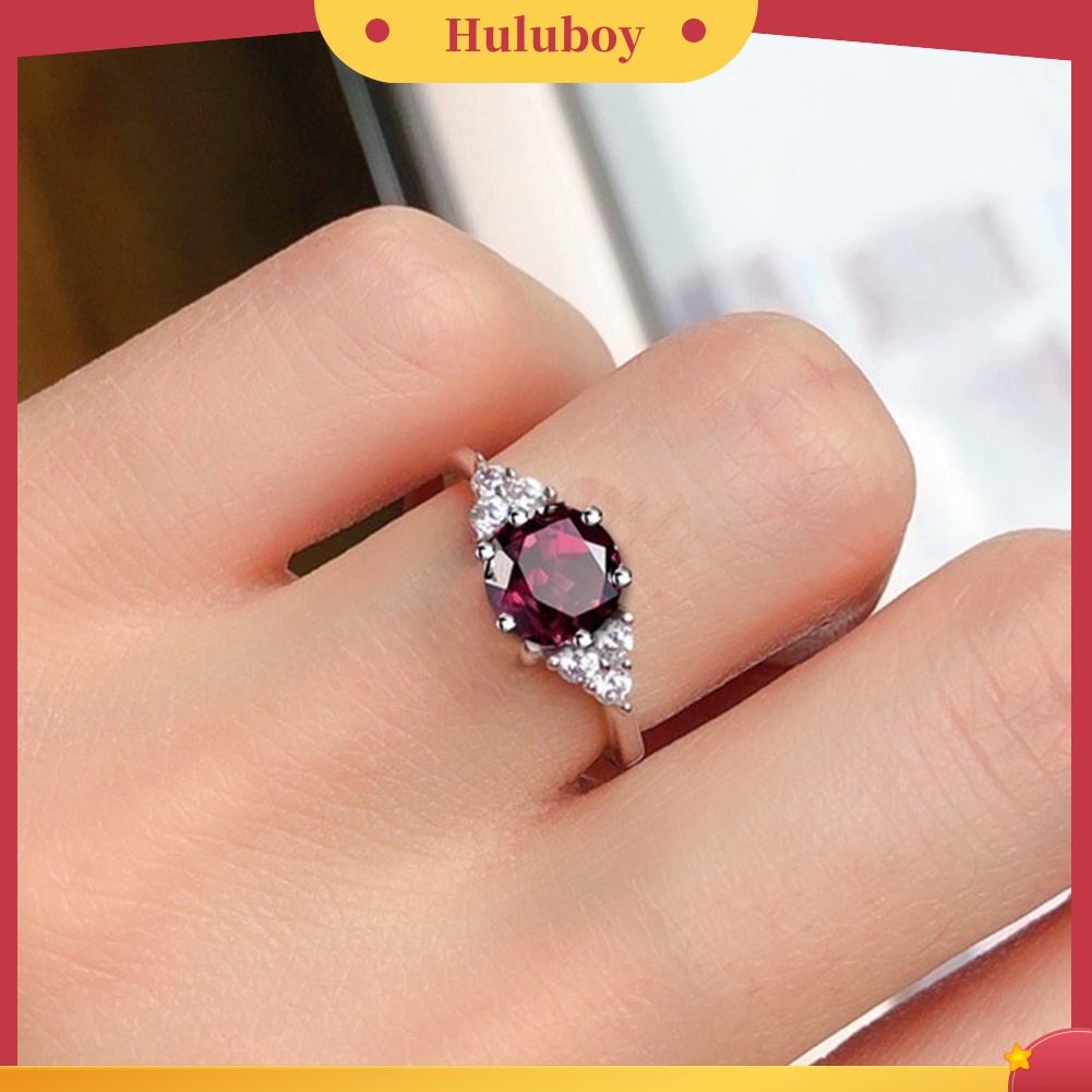 {Ready Stock} Wanita Faux Safir Garnet Zamrud Batu Permata Jari Cincin Hadiah Perhiasan Pernikahan