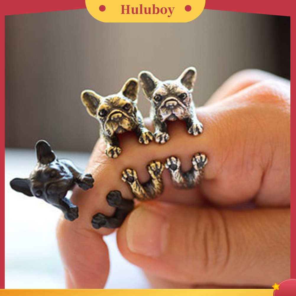 {Ready Stock} Adjustable Retro Bulldog Bukaan Cincin Unisex Hewan Lubang Banteng Anjing Punk Perhiasan