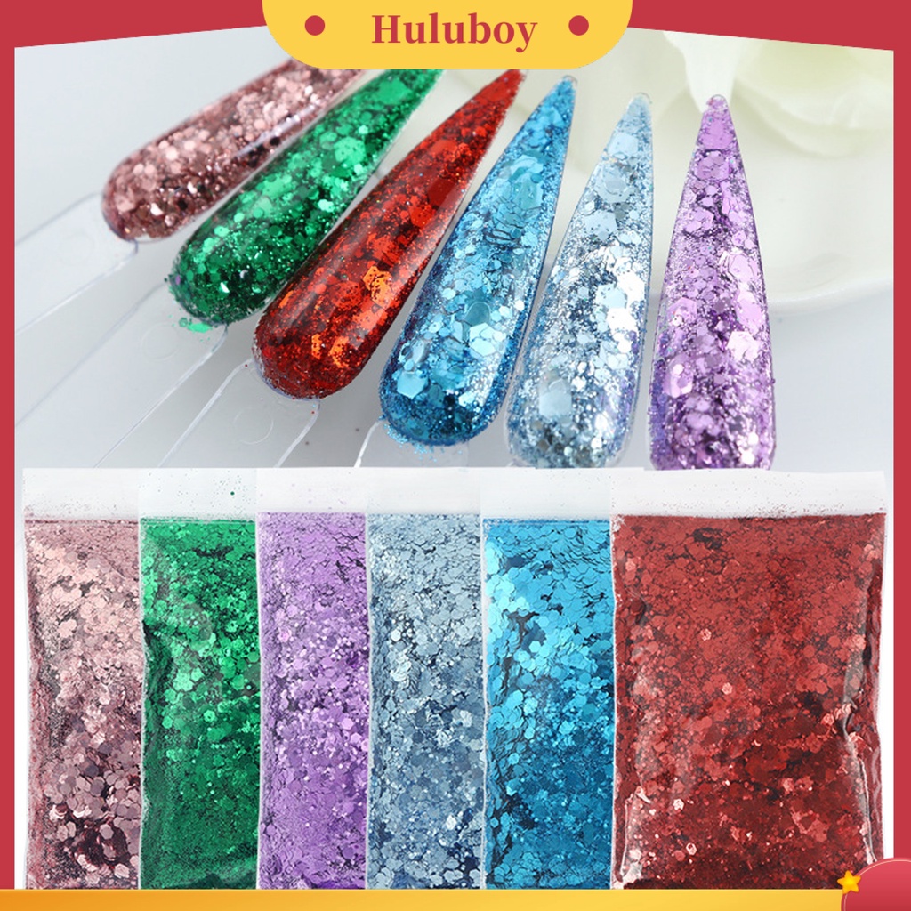 {In Stock} 1tas 50g Nail Sequin Flash Easy Paste Non-drop Efek Mengkilap DIY Gloss Hologram Sparkling Nails Glitter Sequin Untuk Manicure Store