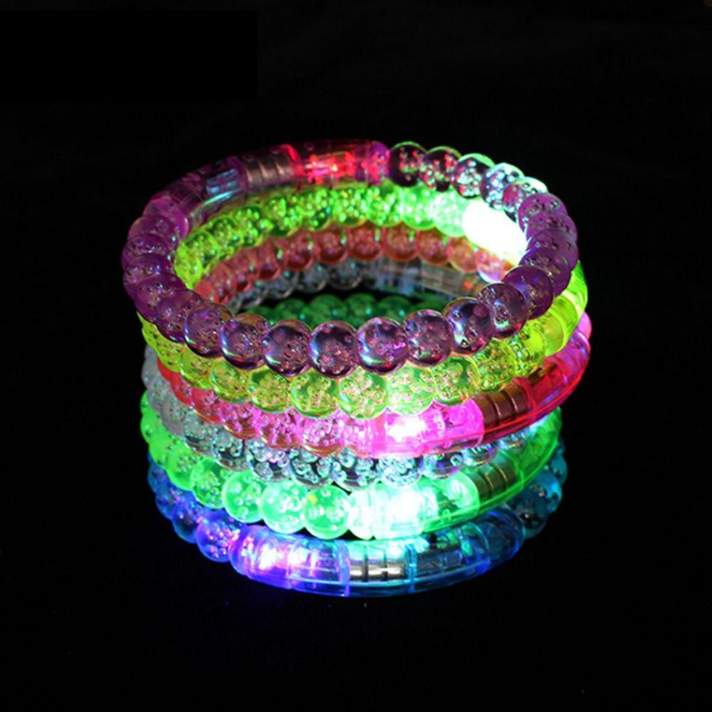 NEEDWAY Needway Flash Gelang Perlengkapan Pesta Warna-Warni Bercahaya Gelang Elektronik Led Flash Gelang Tali Pergelangan Tangan Glow In The Dark Mainan Anak Led Flash Color Bubble Bracelet