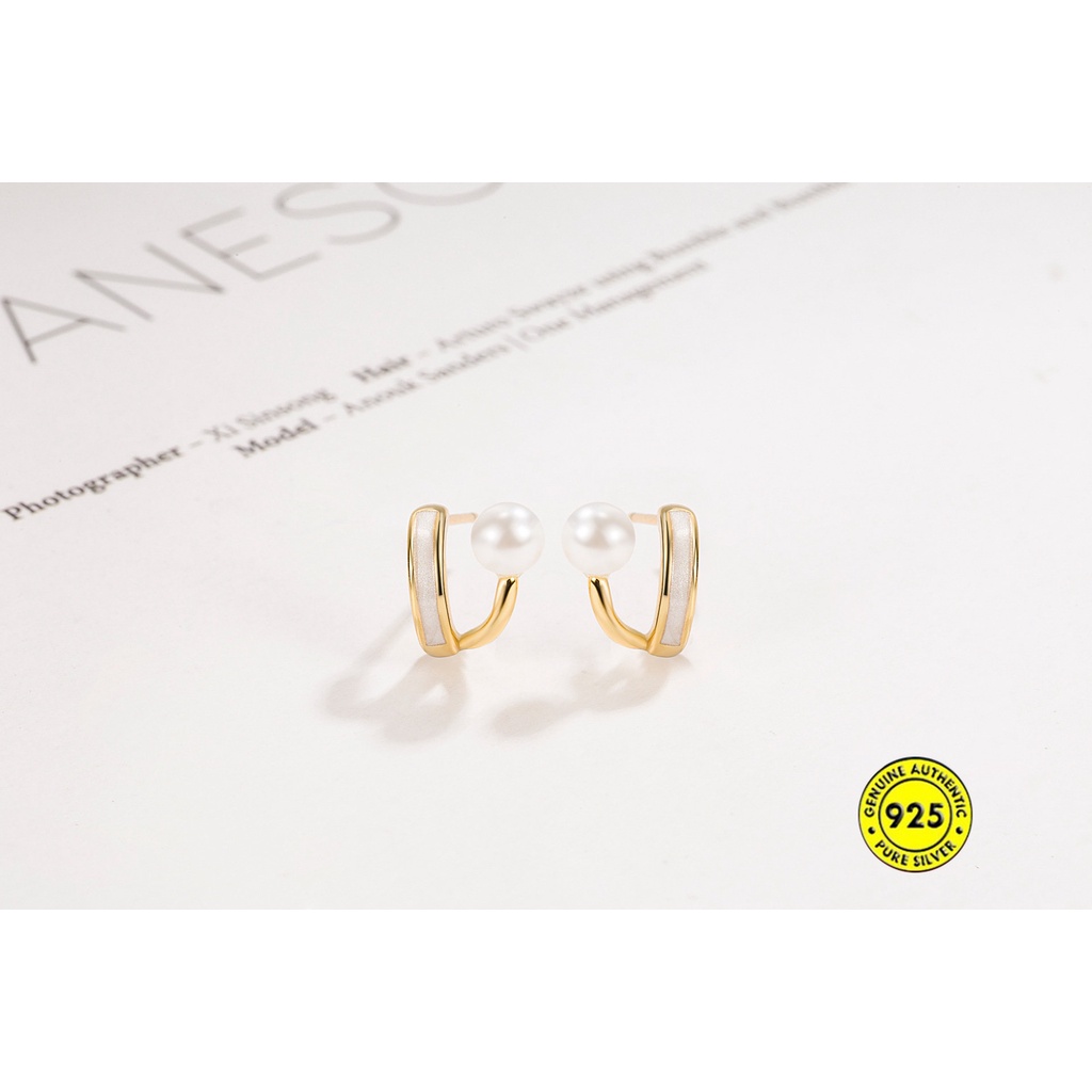 Anting Pejantan Mutiara Fritillary Bermutu Tinggi Temperamen Perempuan Anting Antik Lapisan Ganda U1214